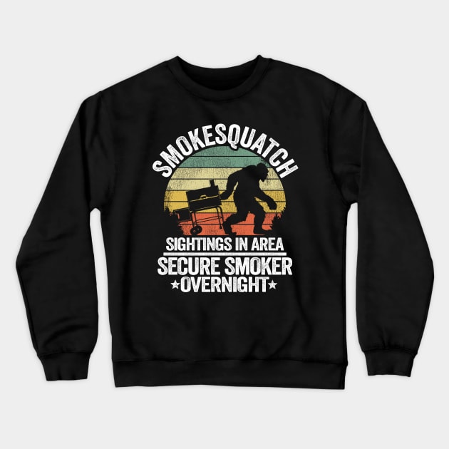 Smokesquatch Sightings In Area Funny BBQ Crewneck Sweatshirt by Kuehni